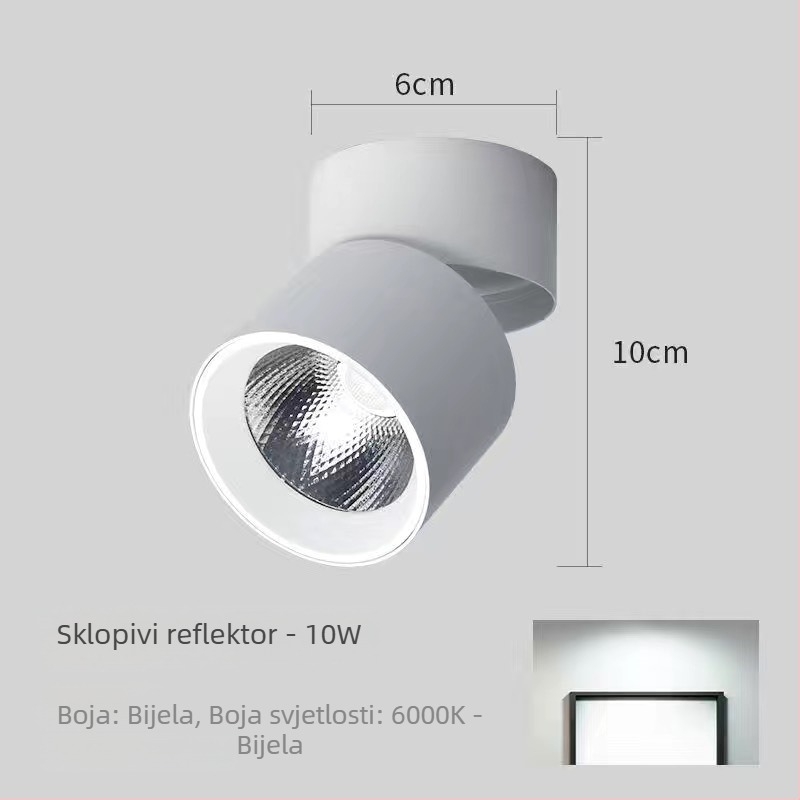 LED usmjereno svjetlo za površinsku montažu sa sklopnom i rotirajućom glavom, 220V, aluminijsko kućište