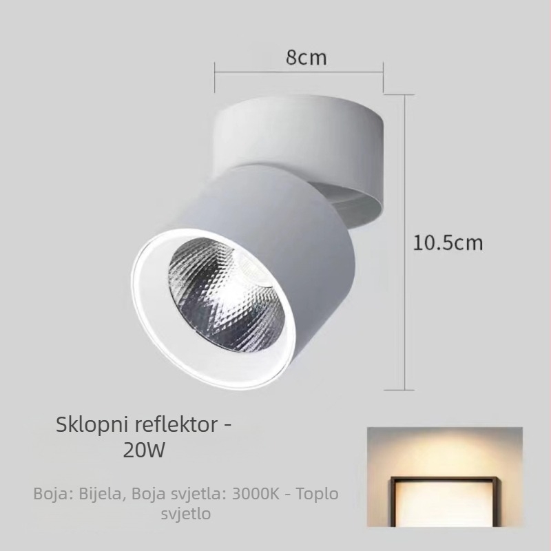 LED usmjereno svjetlo za površinsku montažu sa sklopnom i rotirajućom glavom, 220V, aluminijsko kućište