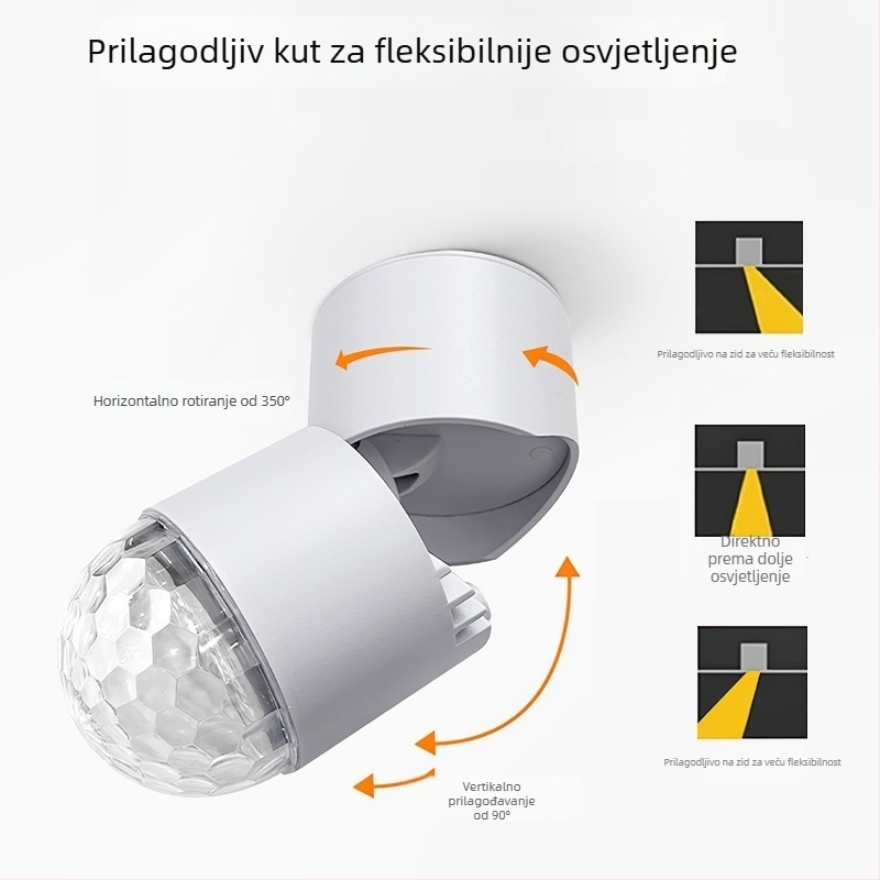 LED ambijentalna svjetiljka s uzorkom vodnih valova, plosnomontirana usmjerena svjetiljka za hodnik, moderni minimalistički stil, 220V, aluminijsko kućište, upravljanje kabelom