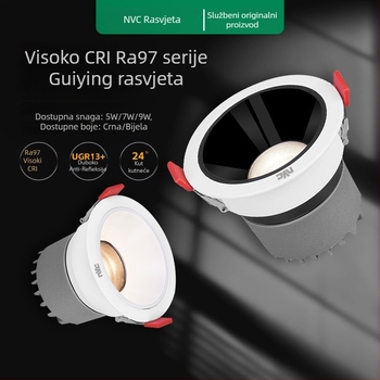 RA97 anti-sjaj LED usmjereno svjetlo ugrađeno u strop, CRI≥95, 220V, aluminijsko kućište, NVC, moderan minimalistički stil
