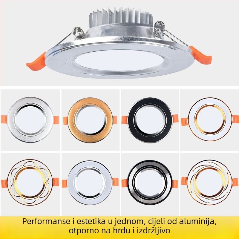 LED downlight za dnevni boravak, crni, površinska montaža, 110–240V, 100–300W, višebojna regulacija, PC kućište
