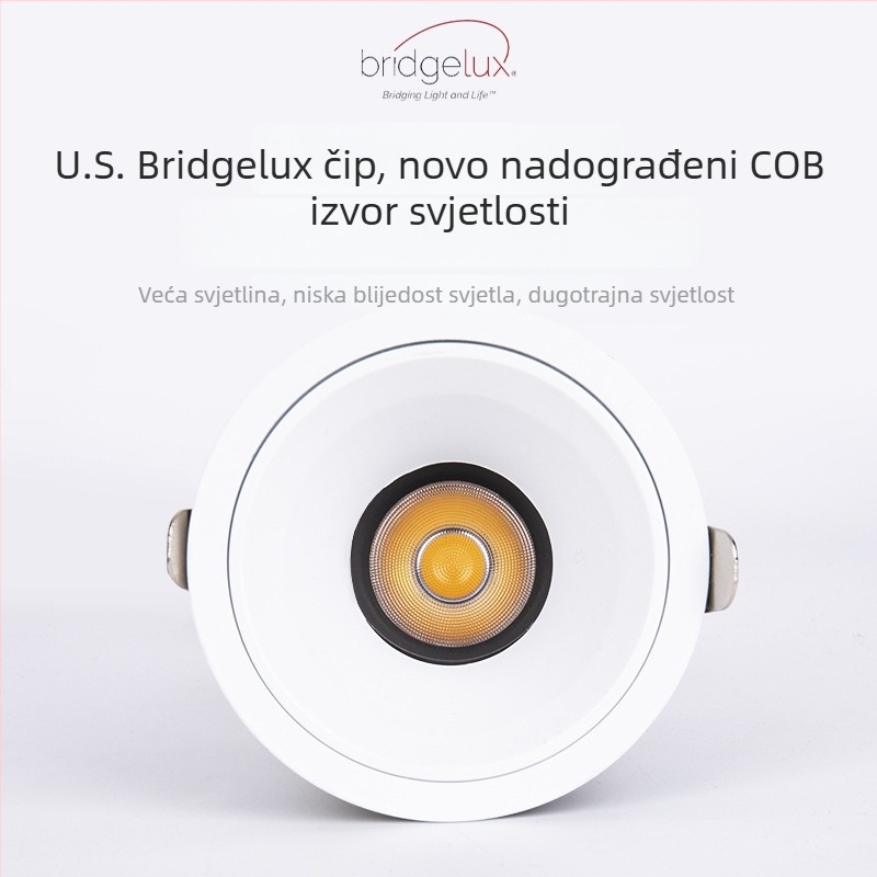 LED reflektor za kućnu upotrebu, ugradna stropna svjetiljka, 220V, Puri čip, aluminijsko kućište, upravljanje prekidačem
