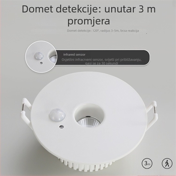 LED downlight s infracrvenim senzorom pokreta, ugrađen u strop, 85–265 V, 630–810 lm, 3000K/4000K/6000K