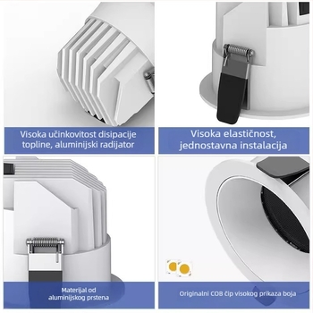 LED downlight s CRI ≥90, 220V, skrivena montaža, aluminijsko kućište