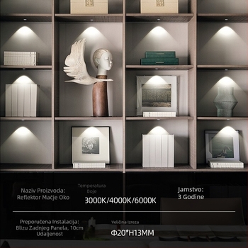 Ugradbeno Cat-Eye LED spot svjetlo za vitrine i vinske ormariće, 12V niskog napona, okruglo kućište od aluminijske legure, skriveno kućno osvjetljenje ormara