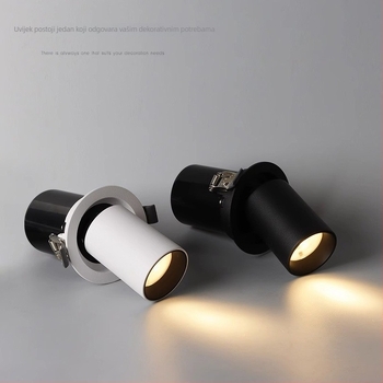 LED spot za strop, ugrađen, podesiv kut snopa, COB izvor svjetla, aluminijsko kućište, 220V, CRI ≥95