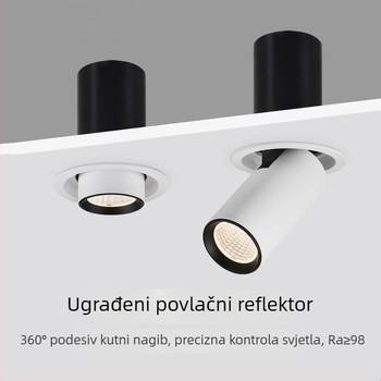 LED spot za strop, ugrađen, podesiv kut snopa, COB izvor svjetla, aluminijsko kućište, 220V, CRI ≥95