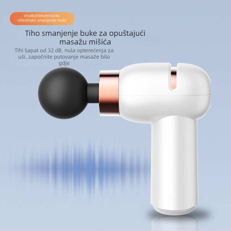 Mini masažer fascije za opuštanje mišića, s 4 glavе masiranja, ugrađena baterija 1000–1200 mAh, radno vrijeme 1–3 sata, buka ispod 36 dB, 5 brzina