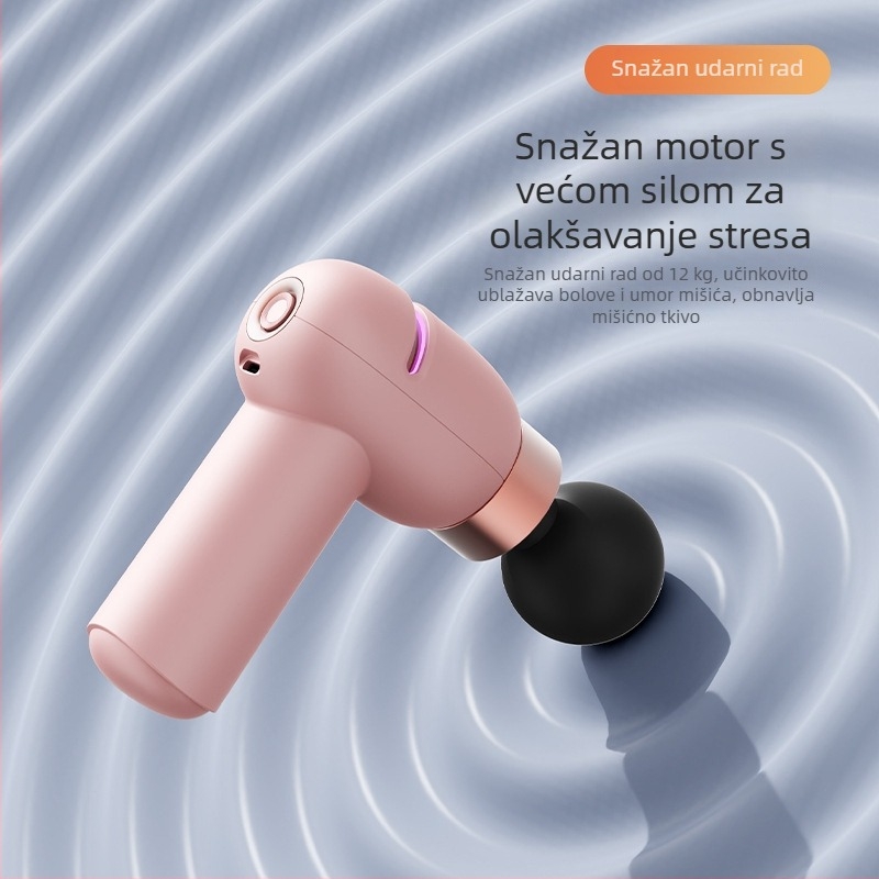 Mini masažer fascije za opuštanje mišića, s 4 glavе masiranja, ugrađena baterija 1000–1200 mAh, radno vrijeme 1–3 sata, buka ispod 36 dB, 5 brzina