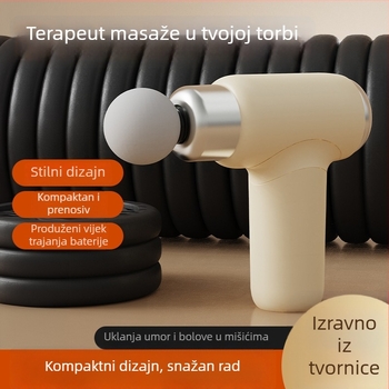 Mini fascia masažer prijenosni s bezčetkasti motorom, ugrađena baterija do 1 sata, 5+ brzina i 4 masažne glave