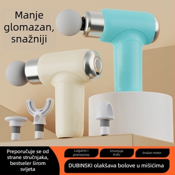 Mini fascia masažer prijenosni s bezčetkasti motorom, ugrađena baterija do 1 sata, 5+ brzina i 4 masažne glave