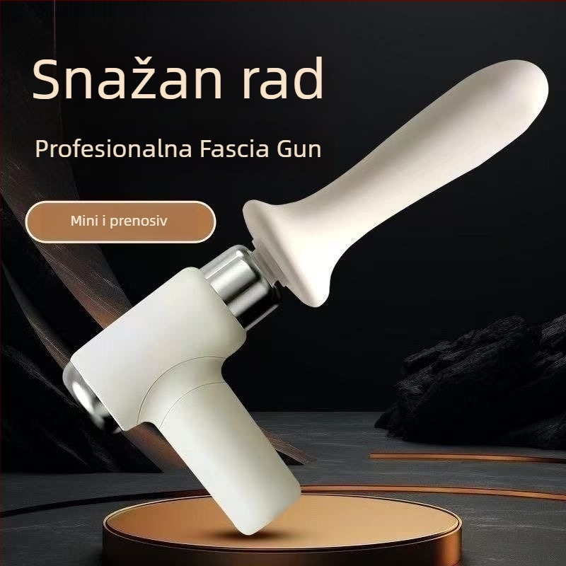 Mini fascia masažer prijenosni s bezčetkasti motorom, ugrađena baterija do 1 sata, 5+ brzina i 4 masažne glave