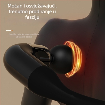 Elbow fascia masažni pištolj s motorom bez četkica, 5. brzina, 4 nastavka, buka 36–45 dB, odvojiva dvostruka uporaba