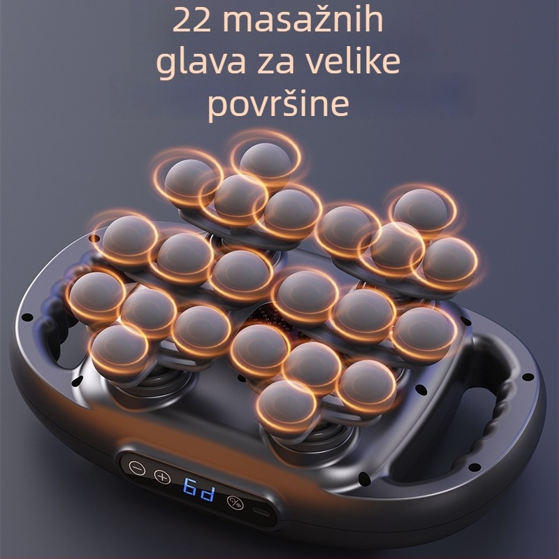 Masirač fascia s 6+ glavama, profesionalne razine za relaksaciju mišića i vrata, četkasti motor, LCD zaslon, 5+ brzina, ugrađena baterija 1200–2000 mAh, buka ispod 36 dB