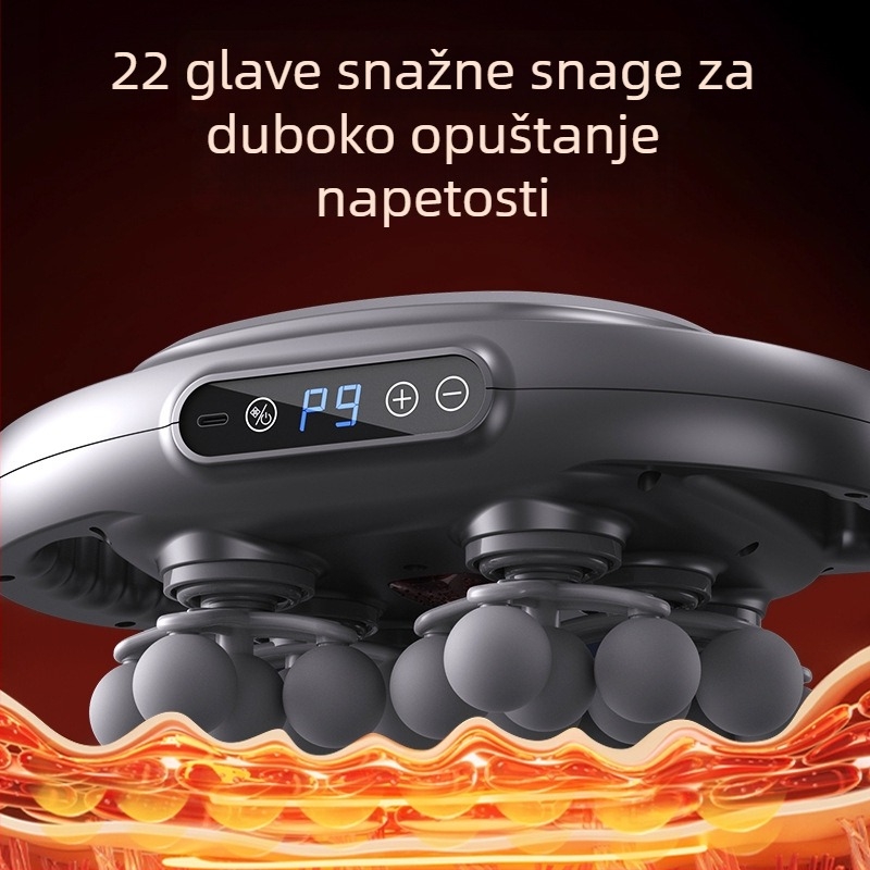 Masirač fascia s 6+ glavama, profesionalne razine za relaksaciju mišića i vrata, četkasti motor, LCD zaslon, 5+ brzina, ugrađena baterija 1200–2000 mAh, buka ispod 36 dB