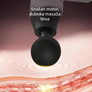 Masazni pištolj s 6+ glavama, 5 brzina, buka 36–45 dB, ugrađena baterija 1200–2000 mAh