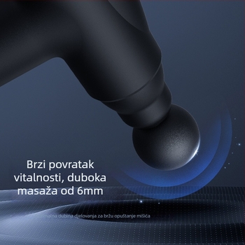 Massager za fasciju s kefnim motorom, LCD zaslon, 5+ brzina, 4 glave, autonomija 3–6 sati