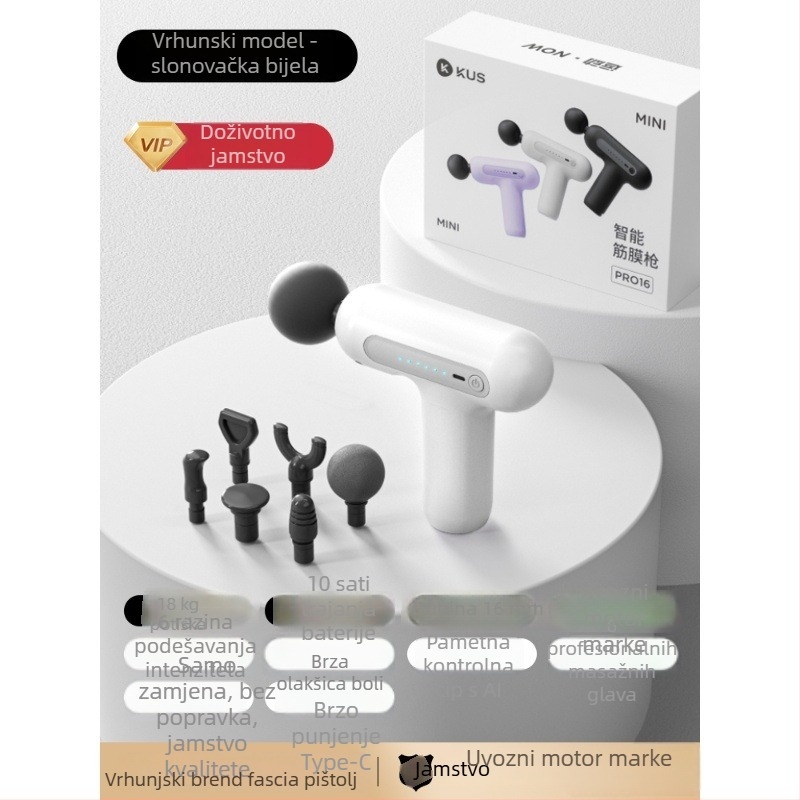 Kus Mini mišićno-fasijalni masažer — Prijenosni masažer s 4 glavama, motorom s četkicama i višestupanjom regulacije brzine (5. brzina i više)