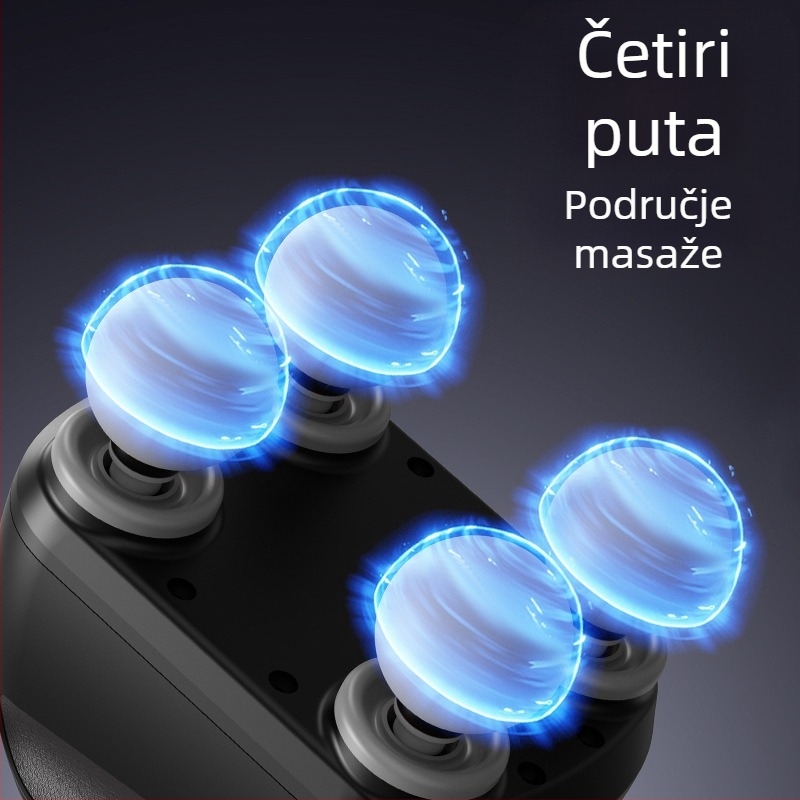 Kućni masažni pištolj s 4 glavama za opuštanje mišića, USB punjenje, 5+ brzina, LCD zaslon, buka 36–45 dB