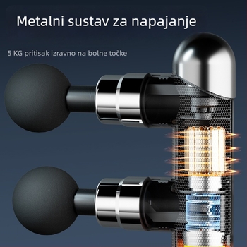 Kompaktni fascia masazer – ugrađena baterija 1200–2000 mAh, 5+ brzina, dva nastavka za masiranje, niska razina buke 36–45 dB