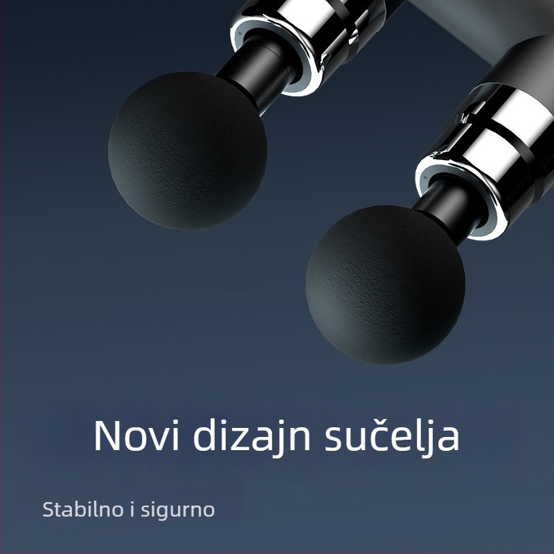 Kompaktni fascia masazer – ugrađena baterija 1200–2000 mAh, 5+ brzina, dva nastavka za masiranje, niska razina buke 36–45 dB