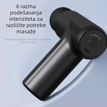 Fascia Gun: Mini prijenosni električni masažer mišića, 4 nastavka, 5+ brzina, ugrađena baterija 1000-1200 mAh, buka 46-70 dB