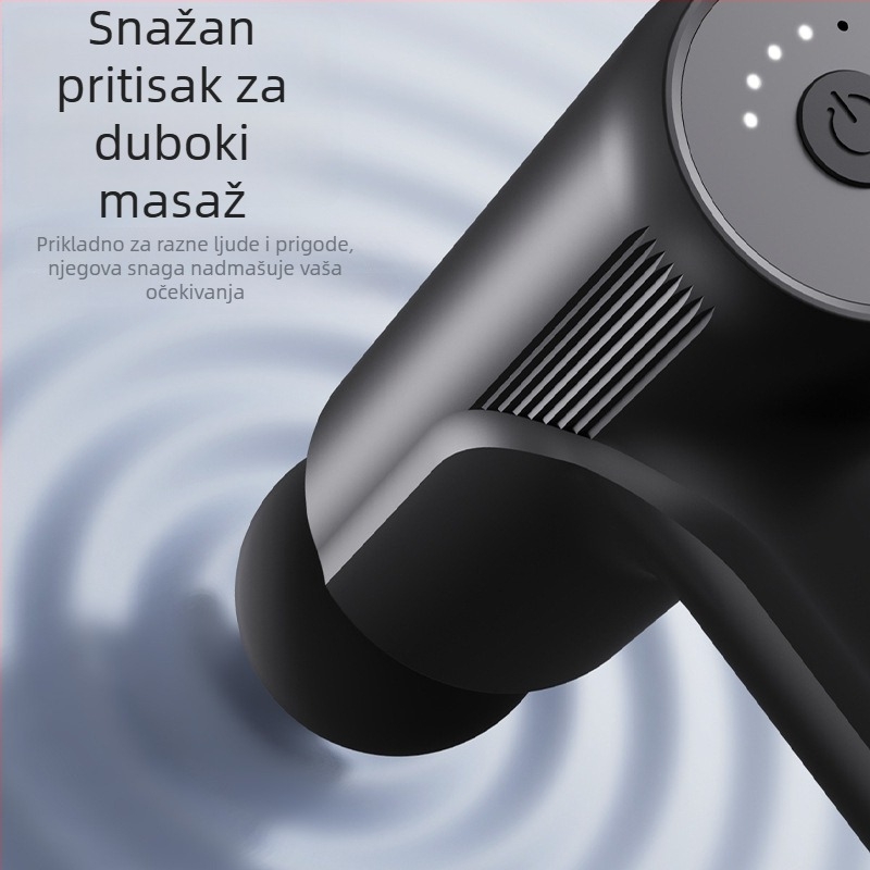 Fascia Gun: Mini prijenosni električni masažer mišića, 4 nastavka, 5+ brzina, ugrađena baterija 1000-1200 mAh, buka 46-70 dB