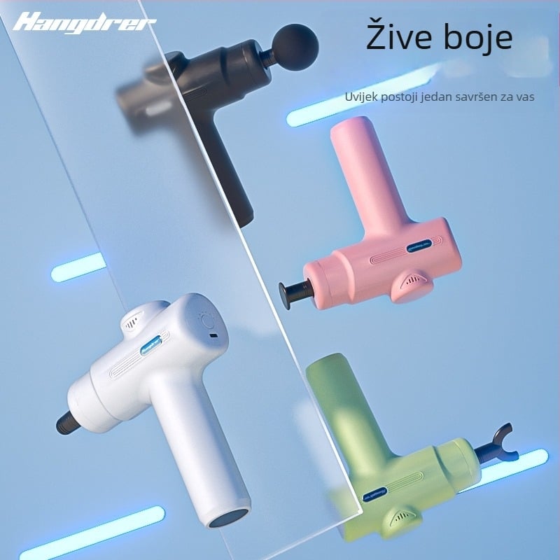 Fascijalni masažer – mini prijenosni, LCD zaslon, 4 glave za masažu, ugrađena baterija 1000–1200mAh, trajanje 0–1 h