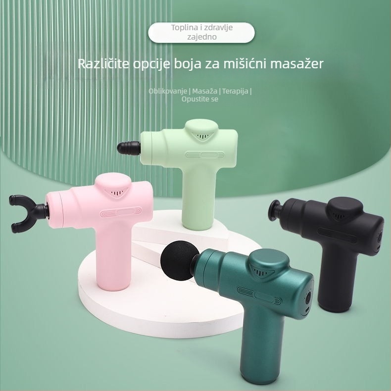 Mini fascia gun kućni masažer – usmjeren na vrat, prijenosni električni masažer, 4 nastavka za masažu, ugrađena baterija 1200–2000mAh, do 5. brzine, buka ispod 36 dB