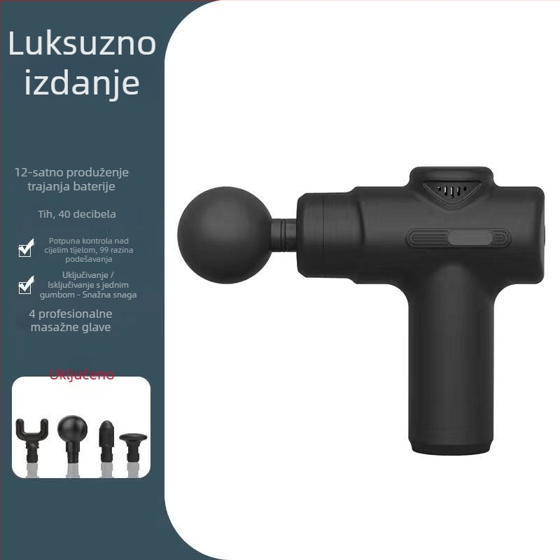 Mini fascia gun kućni masažer – usmjeren na vrat, prijenosni električni masažer, 4 nastavka za masažu, ugrađena baterija 1200–2000mAh, do 5. brzine, buka ispod 36 dB