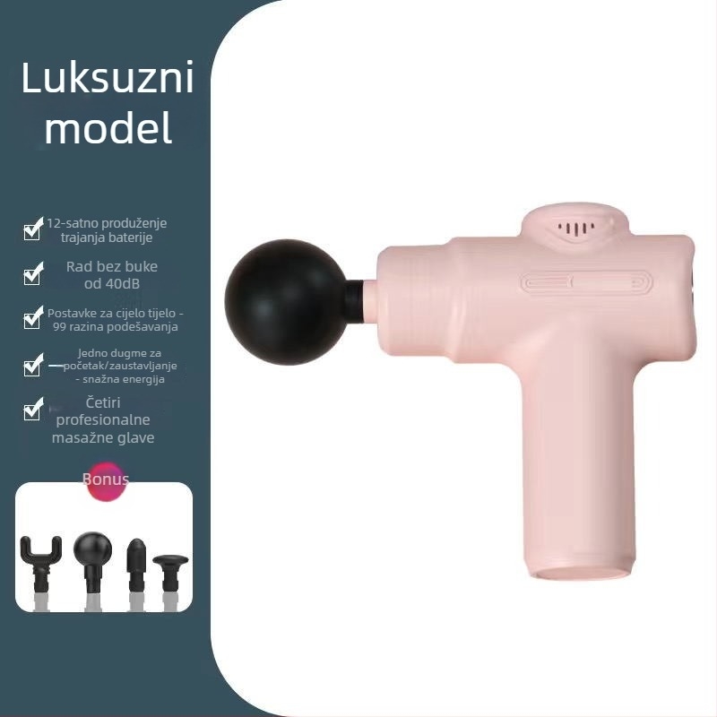 Mini fascia gun kućni masažer – usmjeren na vrat, prijenosni električni masažer, 4 nastavka za masažu, ugrađena baterija 1200–2000mAh, do 5. brzine, buka ispod 36 dB