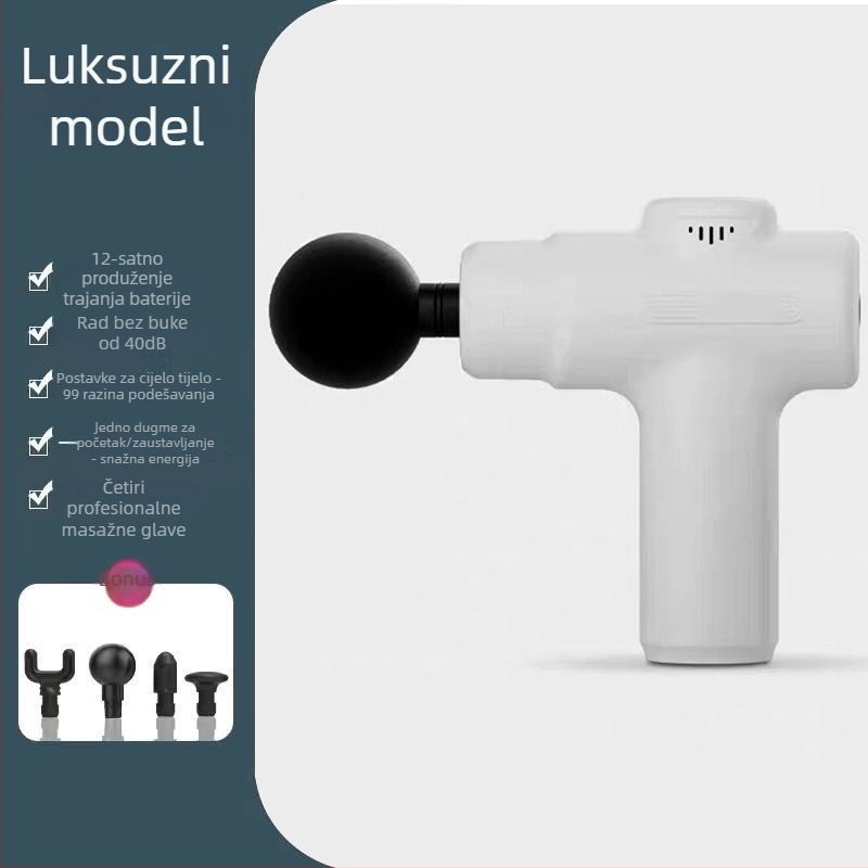 Mini fascia gun kućni masažer – usmjeren na vrat, prijenosni električni masažer, 4 nastavka za masažu, ugrađena baterija 1200–2000mAh, do 5. brzine, buka ispod 36 dB