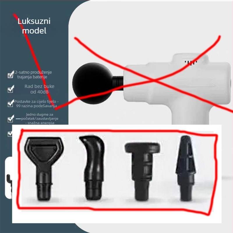 Mini fascia gun kućni masažer – usmjeren na vrat, prijenosni električni masažer, 4 nastavka za masažu, ugrađena baterija 1200–2000mAh, do 5. brzine, buka ispod 36 dB