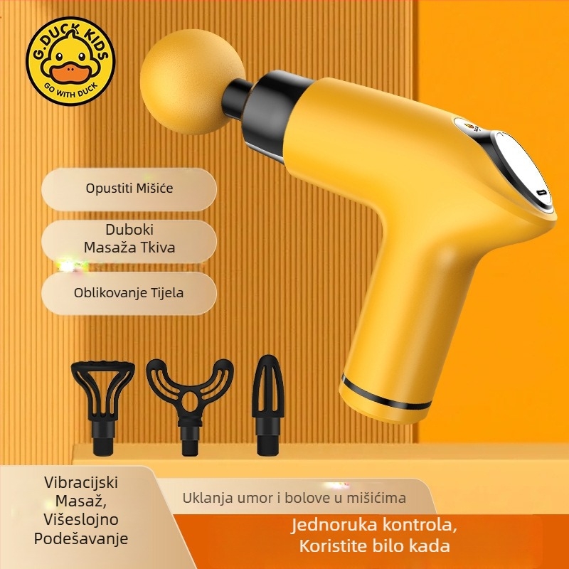 Masažni pištolj za mišiće - 4 glave, LCD zaslon, višefazno podešavanje, ugrađena baterija 1200–2000 mAh, trajanje 3–6 h.