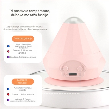 Električna masažna kuglica za fasciju s bezčetkasti motorom, topla kompresija, 3 brzine, ugrađena baterija 500–800 mAh, tih rad (<36 dB)