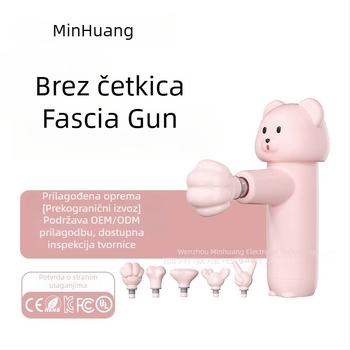 Mini masažer fascije s 5 nastavcima, motor bez četkica, 4 brzine, ugrađena baterija 7.4V, niska buka ispod 36 dB