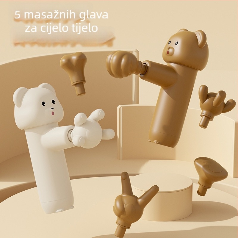 Mini masažer fascije s 5 nastavcima, motor bez četkica, 4 brzine, ugrađena baterija 7.4V, niska buka ispod 36 dB