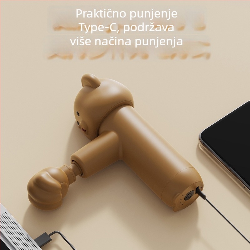 Mini masažer fascije s 5 nastavcima, motor bez četkica, 4 brzine, ugrađena baterija 7.4V, niska buka ispod 36 dB