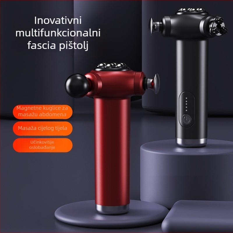 Profesionalni električni masažer s tri glave – prijenosni fascia masažer za opuštanje i fitness, ugrađena baterija, 5 brzina, trajanje rada 1–3 h, 3 glave