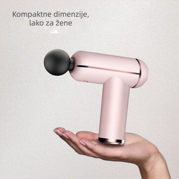 Mini masažer fascije s ugrađenom baterijom, četkasti motor, 4 masažne glave, funkcija toplog kompresije, LCD zaslon s 32 razina