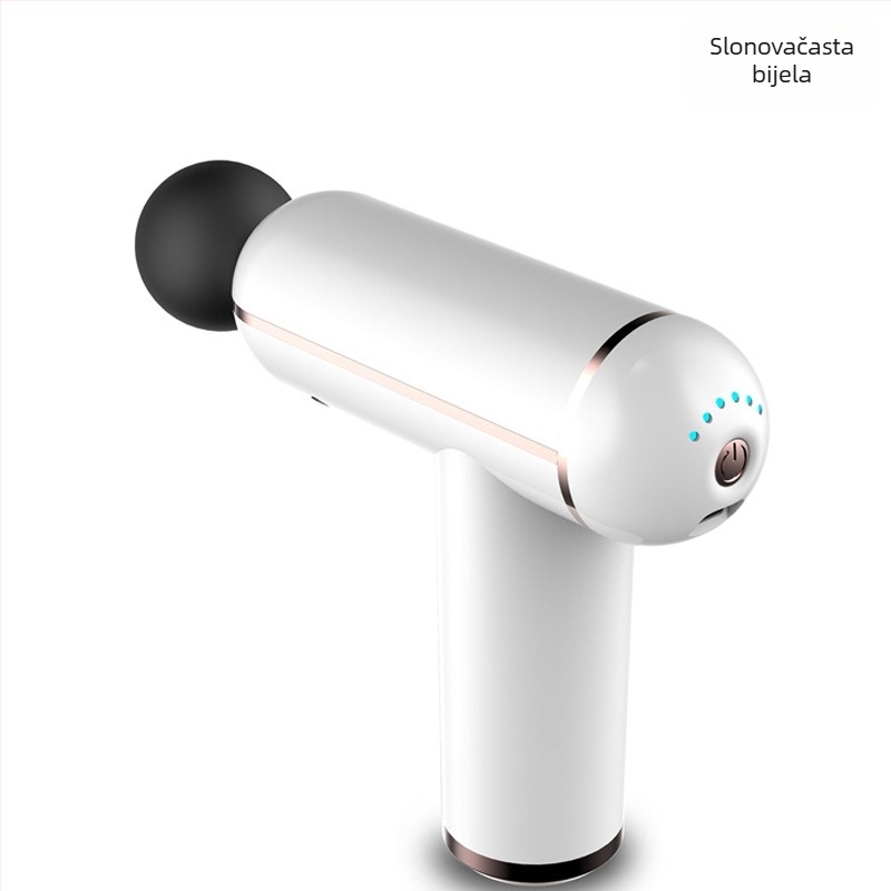 Mini masažer fascije s ugrađenom baterijom, četkasti motor, 4 masažne glave, funkcija toplog kompresije, LCD zaslon s 32 razina