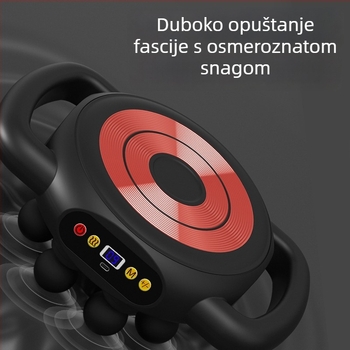 Fascia Gun masažer mišića - 4 glave, motor s četkicama, ugrađena baterija 1200-2000 mAh, LCD zaslon, 5+ brzina (buka < 36 dB)