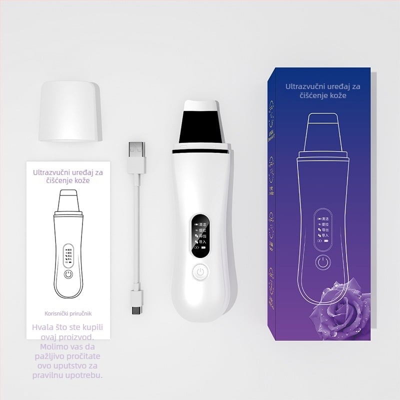 Ultrazvučni uređaj za čišćenje lica s uklanjanjem crnih točkica, izbjeljivanje i ionoterapija, prijenosno, ugrađena baterija 300–500mAh