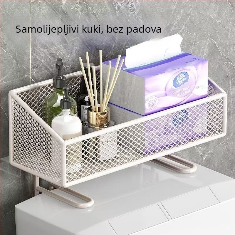 Kupaonski regaľ za skladištenje - željezni s elektroplirajućim završnim slojem, jednodijelni, nosivost 5–10 kg, model Hb012-mtzwj-h-da