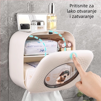 Zidna plastična kutija za papirnate ubruse za kupaonicu — vodootporna, višestruka namjena, s uklonjivim pretincem
