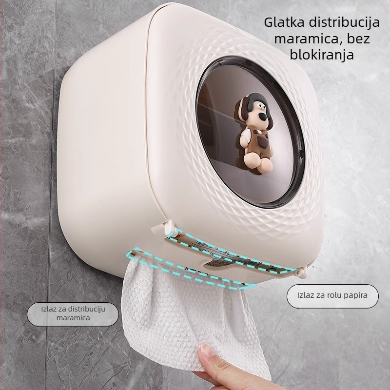 Zidna plastična kutija za papirnate ubruse za kupaonicu — vodootporna, višestruka namjena, s uklonjivim pretincem