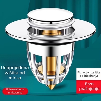 Filtr odvoda umivaonika s Bounce Core, bakar, dvostruka glava, Bounce tip, moderan stil