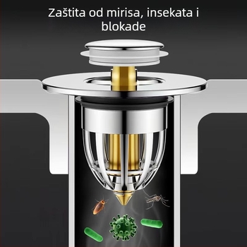 Filtr odvoda umivaonika s Bounce Core, bakar, dvostruka glava, Bounce tip, moderan stil