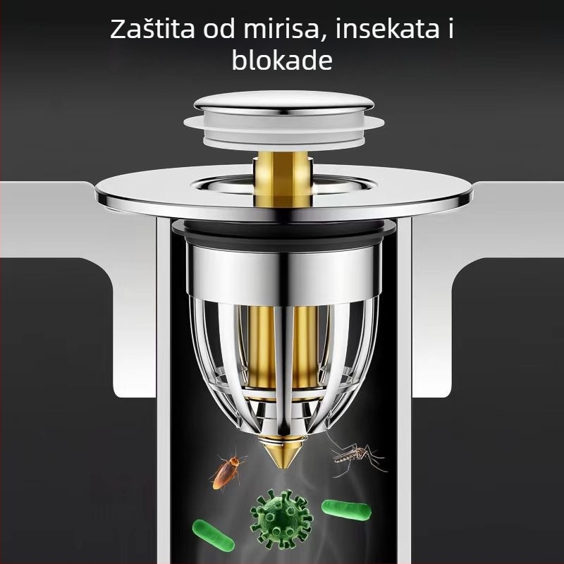 Filtr odvoda umivaonika s Bounce Core, bakar, dvostruka glava, Bounce tip, moderan stil