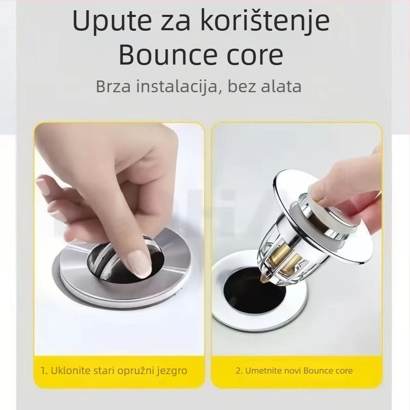 Filtr odvoda umivaonika s Bounce Core, bakar, dvostruka glava, Bounce tip, moderan stil